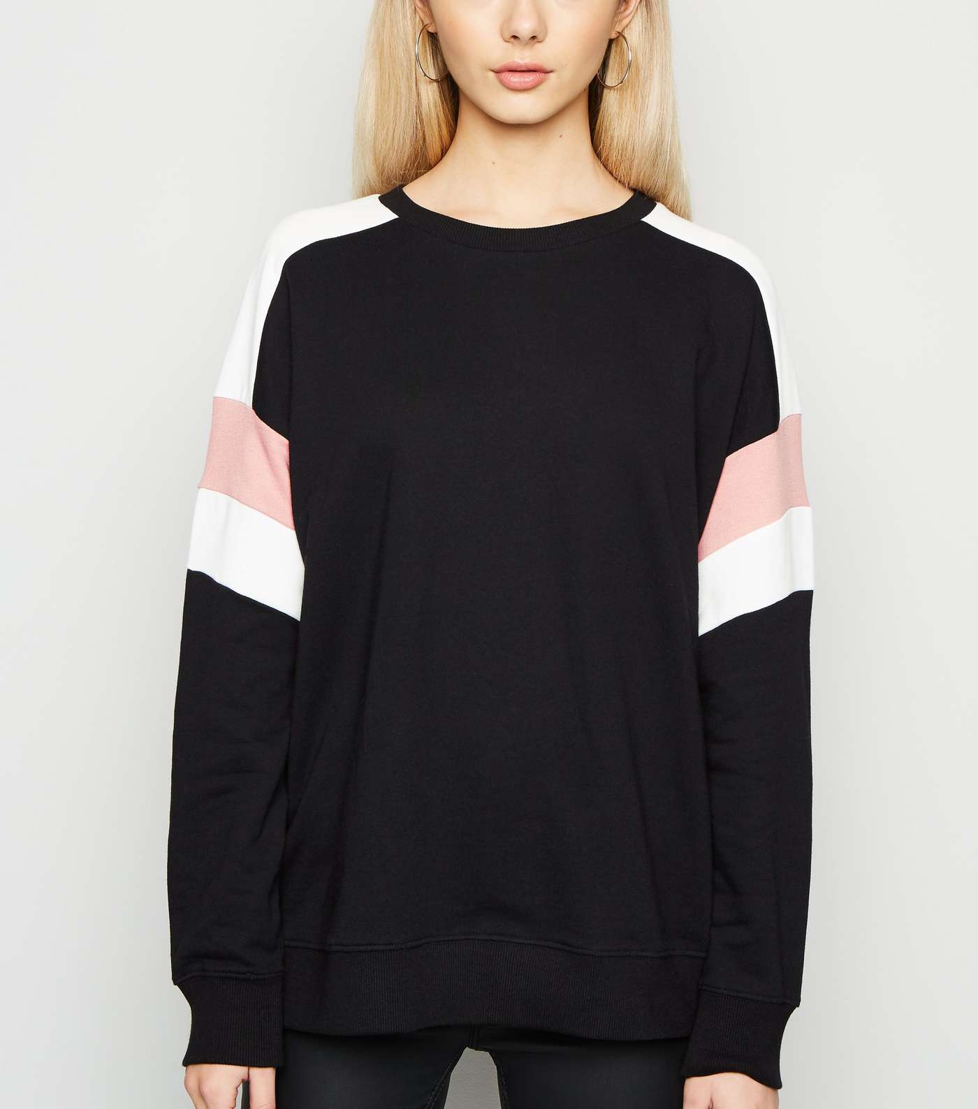 Black Colour Block Raglan Sweatshirt