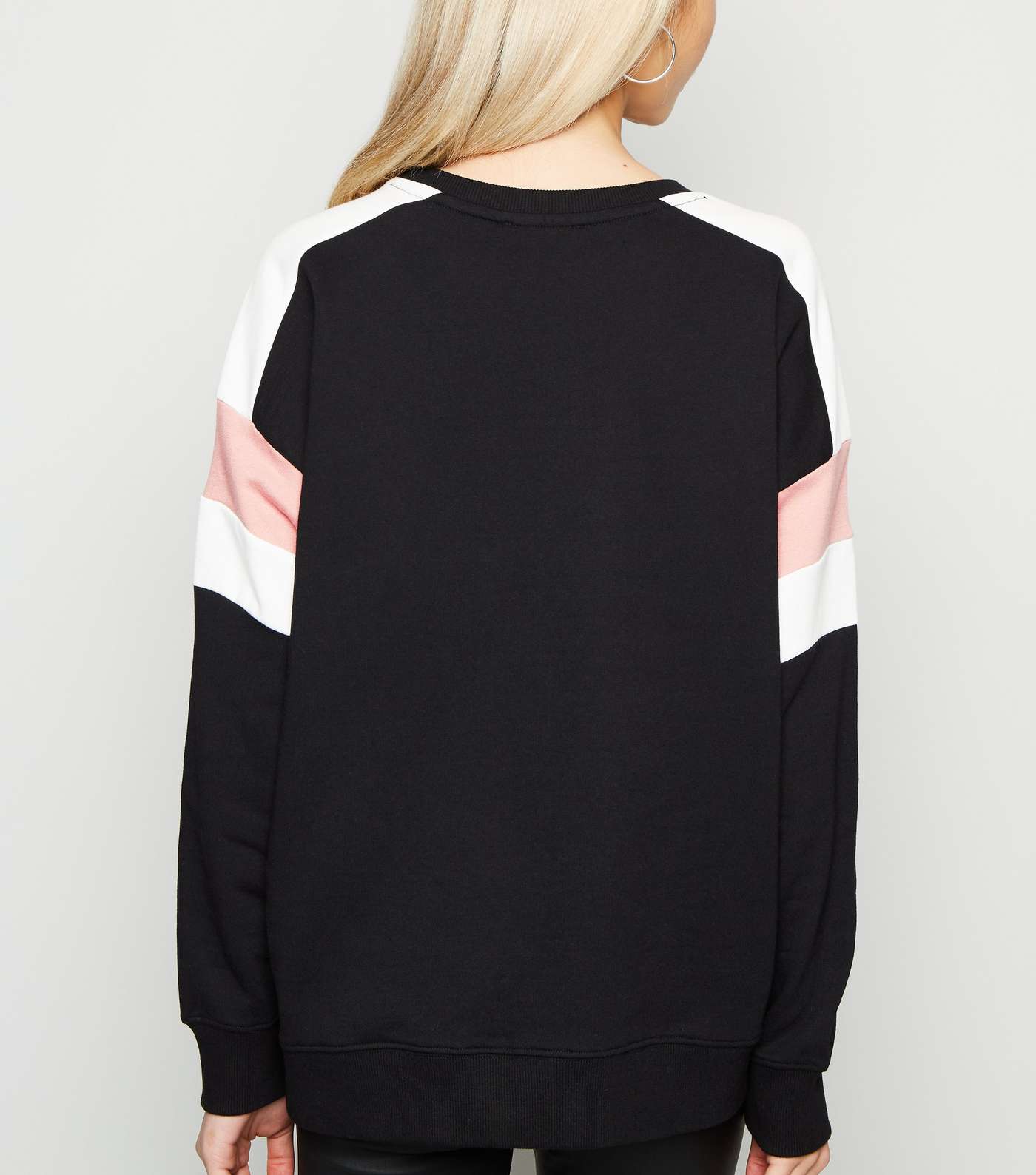 Black Colour Block Raglan Sweatshirt Image 3