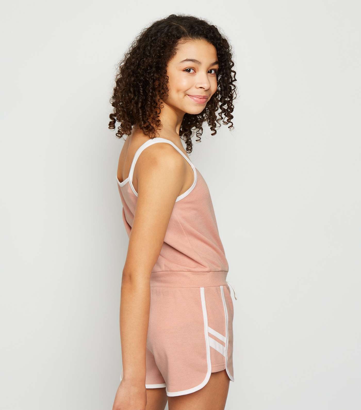 Girls Pink Square Neck Jersey Playsuit Image 3