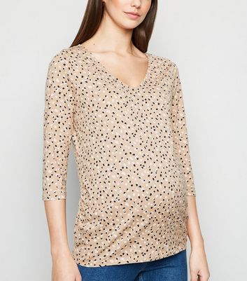 Maternity Brown Leopard Print T-Shirt 