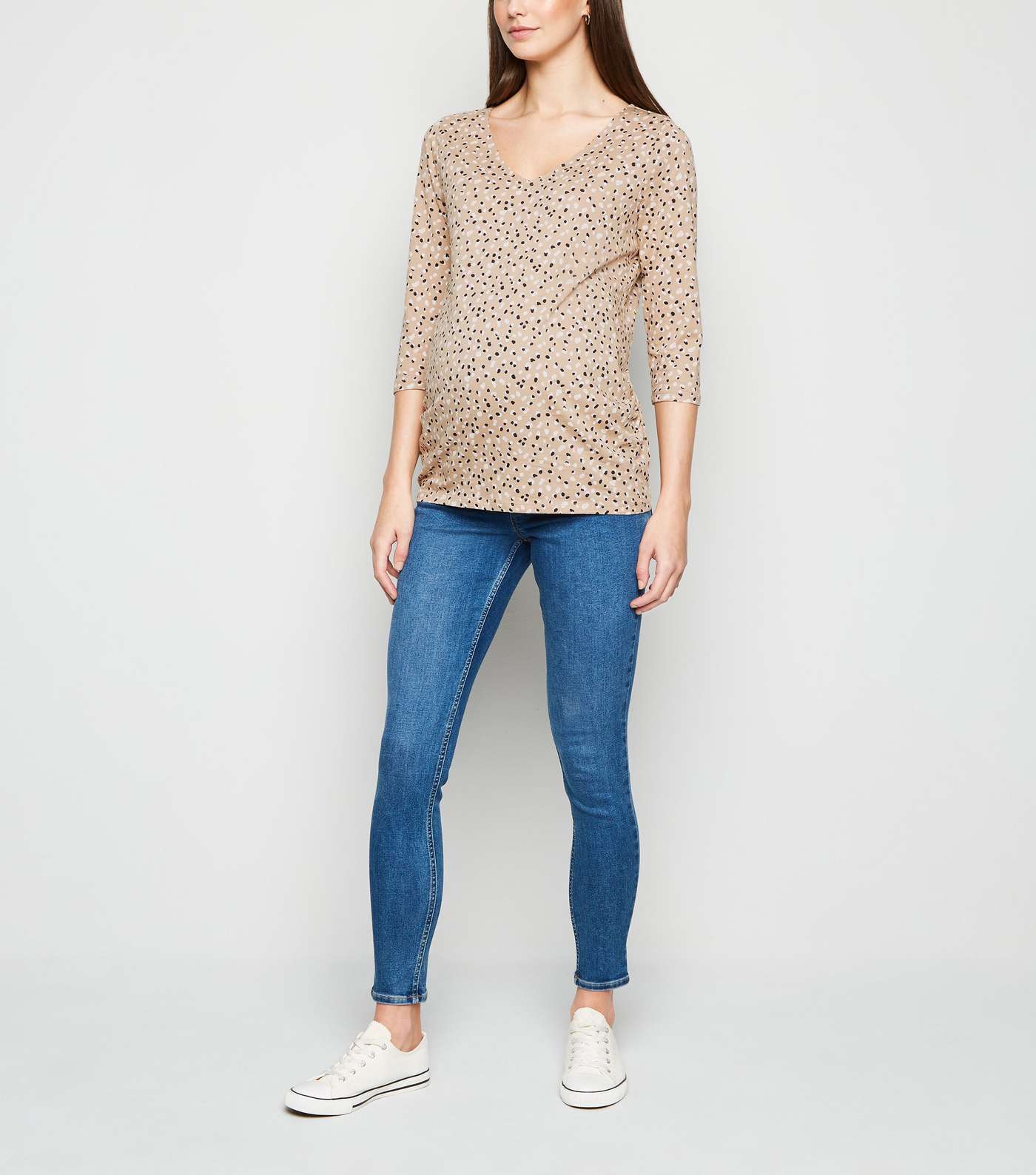 Maternity Brown Leopard Print T-Shirt Image 2