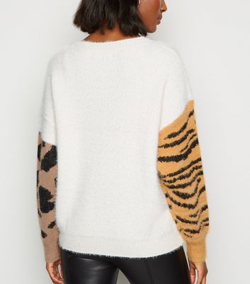 Cameo Rose Off White Mixed Animal Print Jumper | New Look Cameo Rose Off White Mixed Animal Print Jumper | New Look