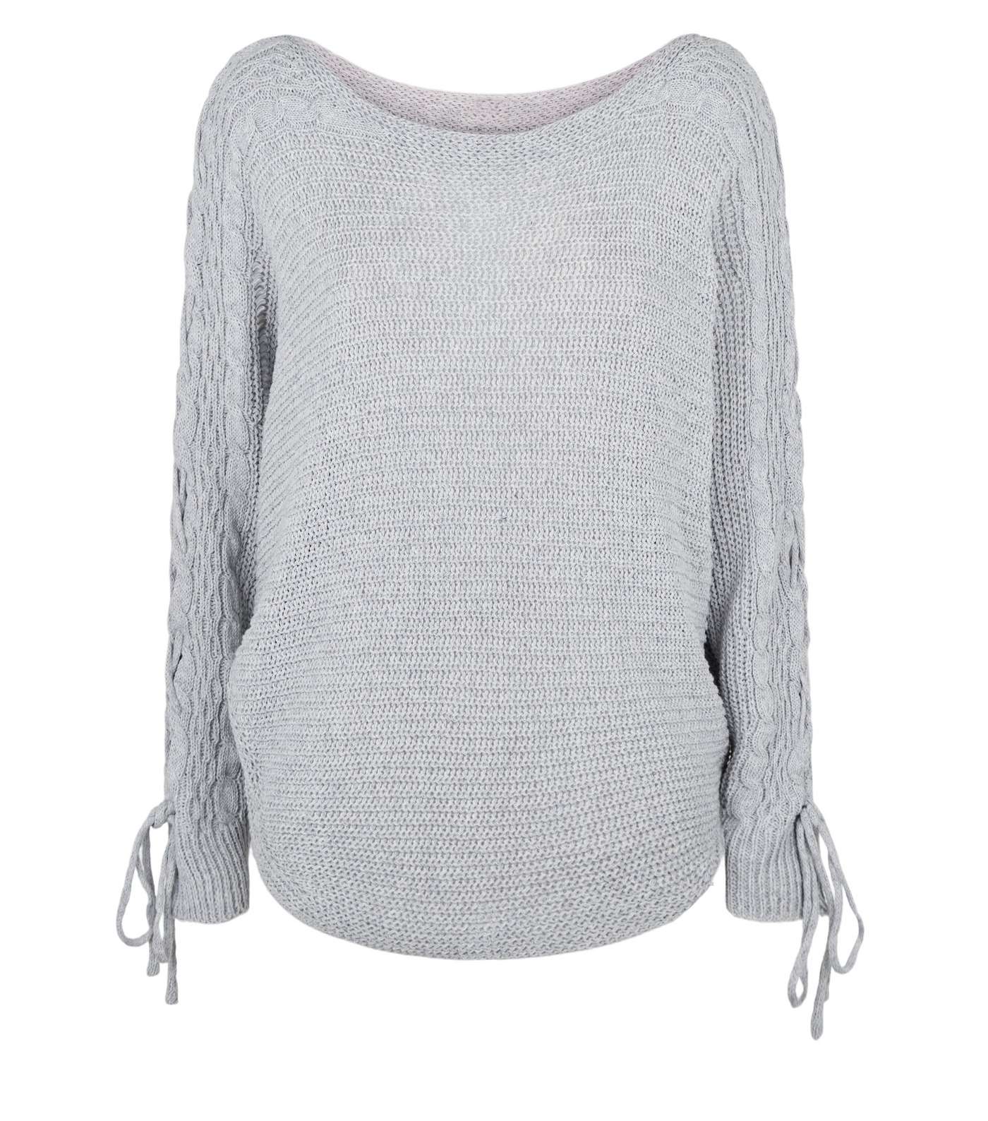 Cameo Rose Grey Lace Up Sleeve Jumper  Image 4