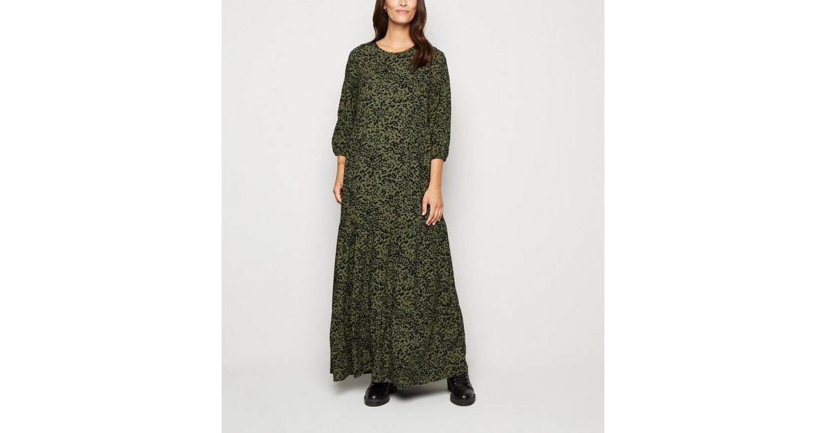 Maternity Khaki Leopard Print Maxi Dress | New Look