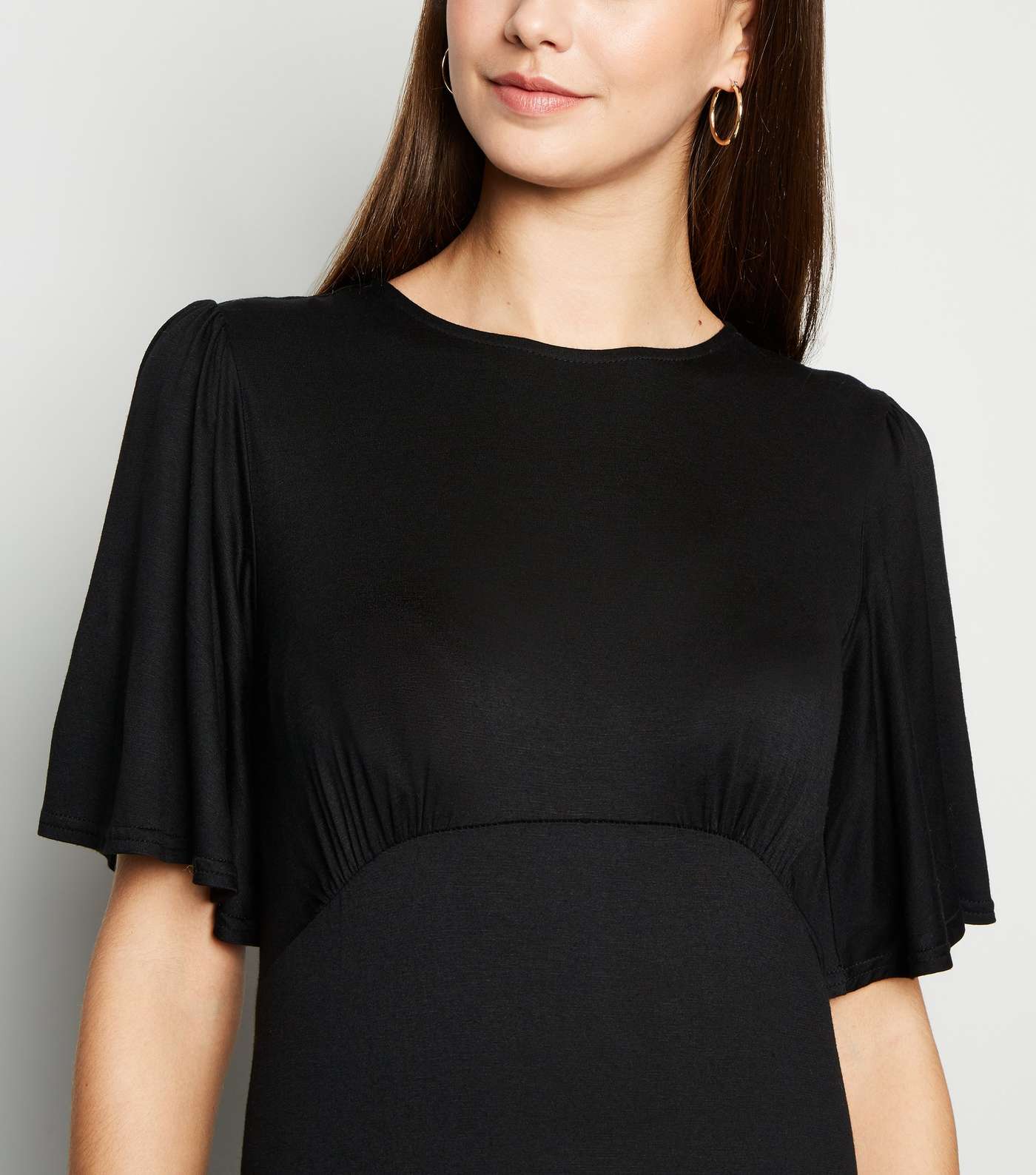 Maternity Black Empire Waist Jersey Midi Dress Image 5