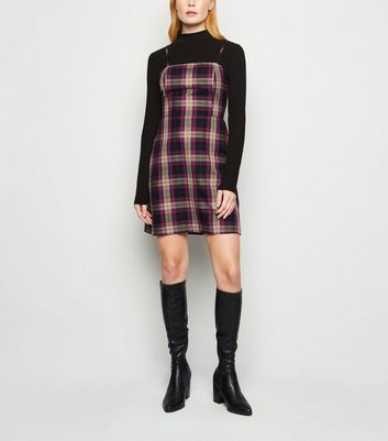 burgundy check dress