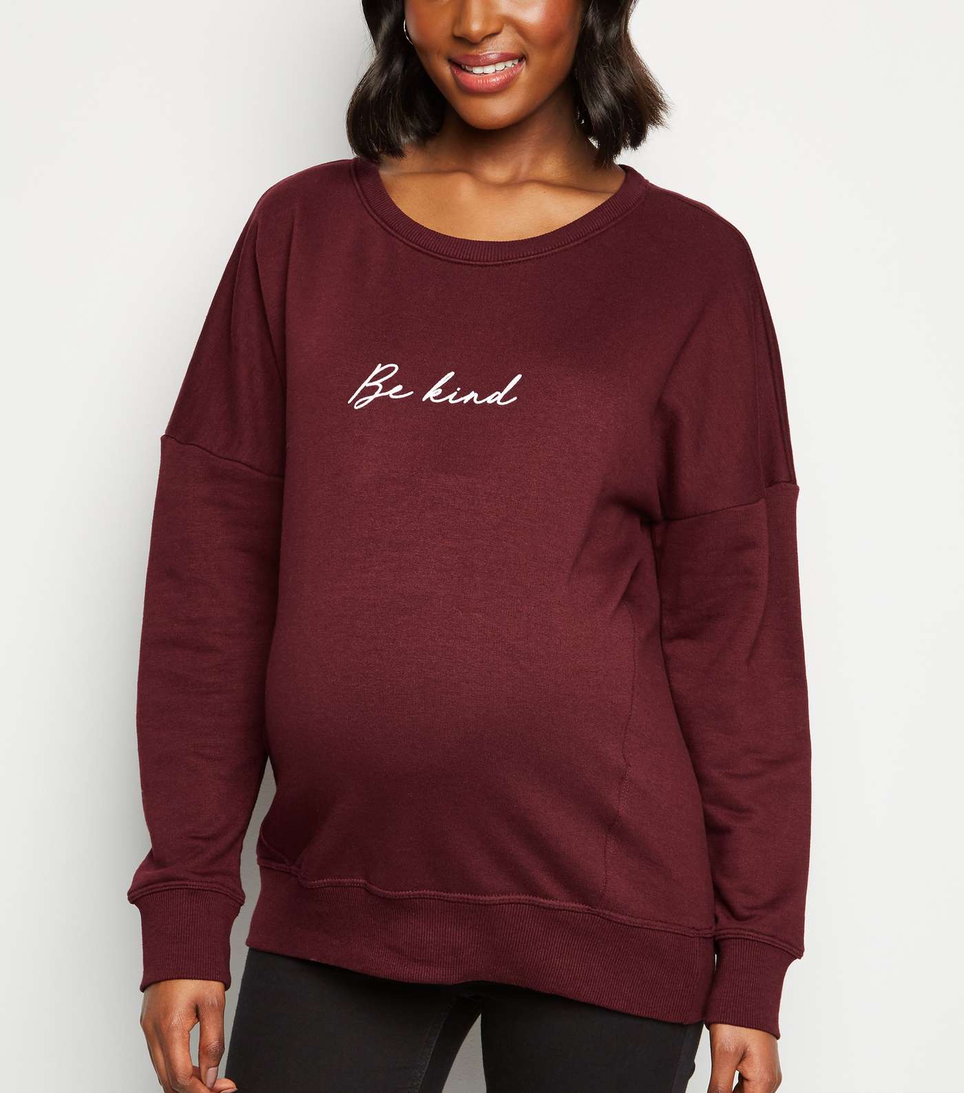 Maternity Burgundy Be Kind Slogan Sweatshirt 