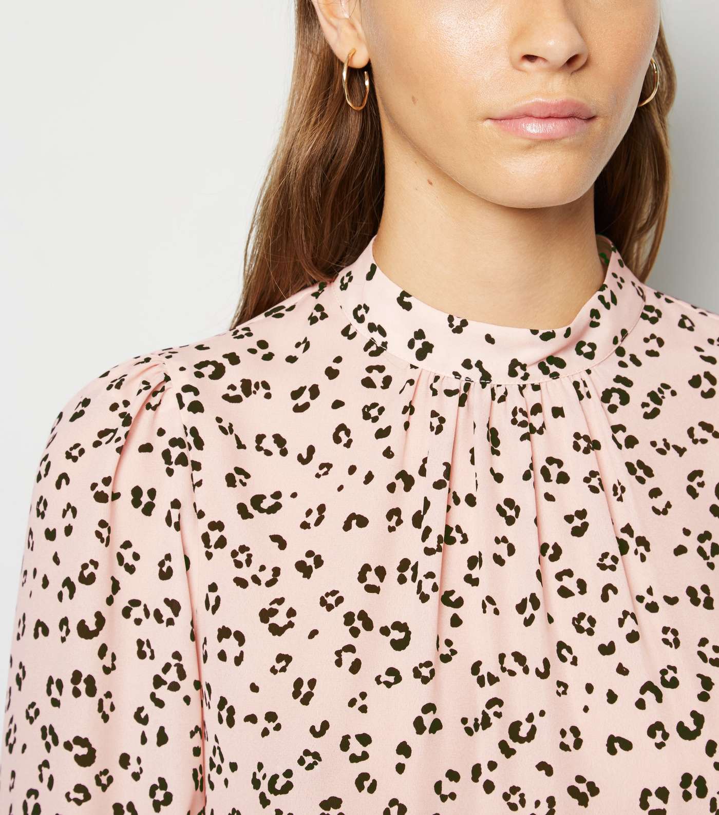 Pink Leopard Print High Neck Blouse Image 5