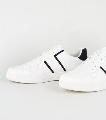 white leather look trainers