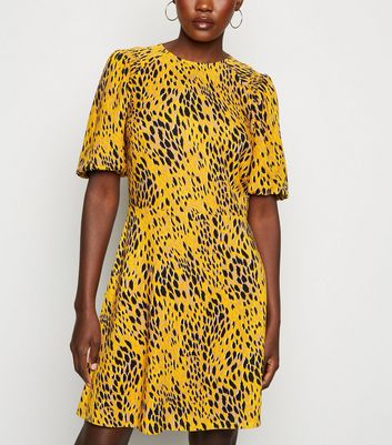 yellow leopard print dress