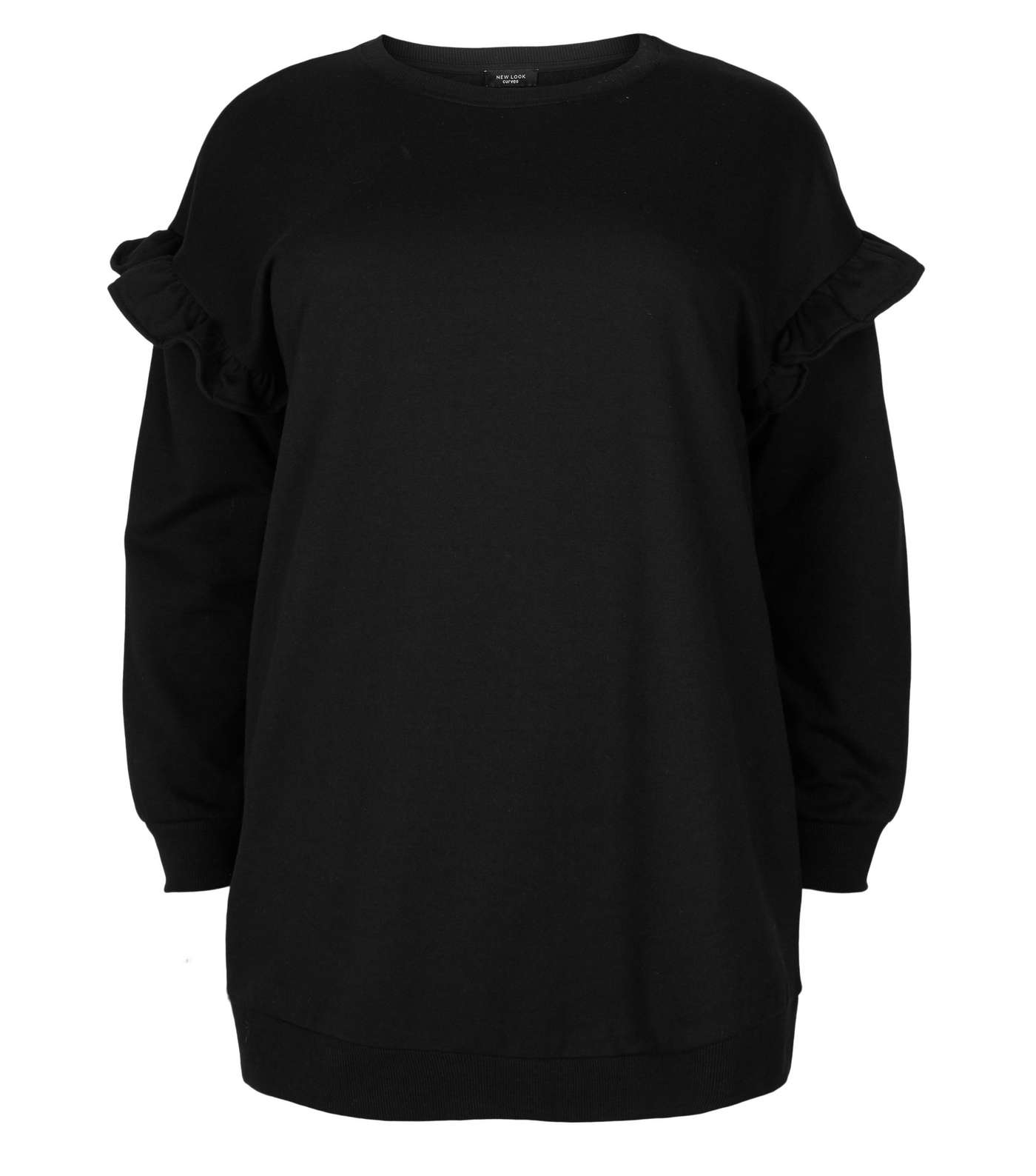 Curves Black Frill Sleeve Sweatshirt Image 4