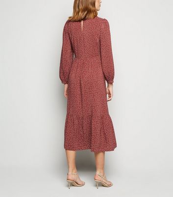 Red Spot Long Sleeve Smock Dress | New Look