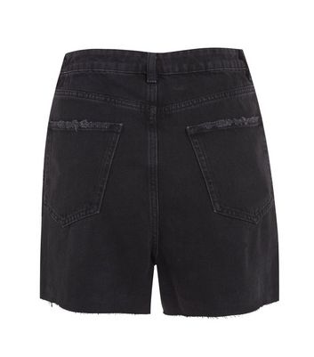 black denim mom shorts womens