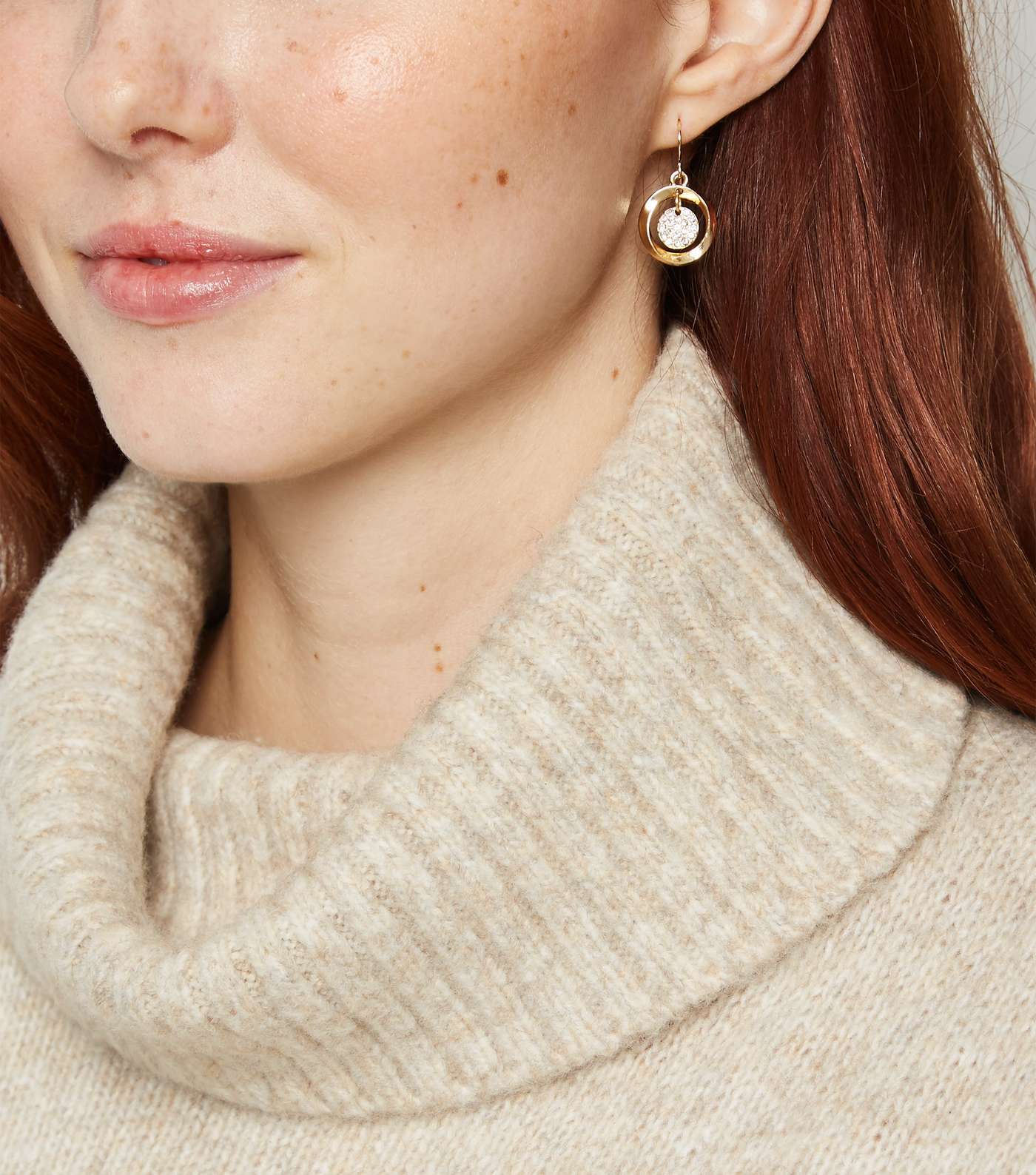 Gold Mini Pave Drop Earrings Image 2