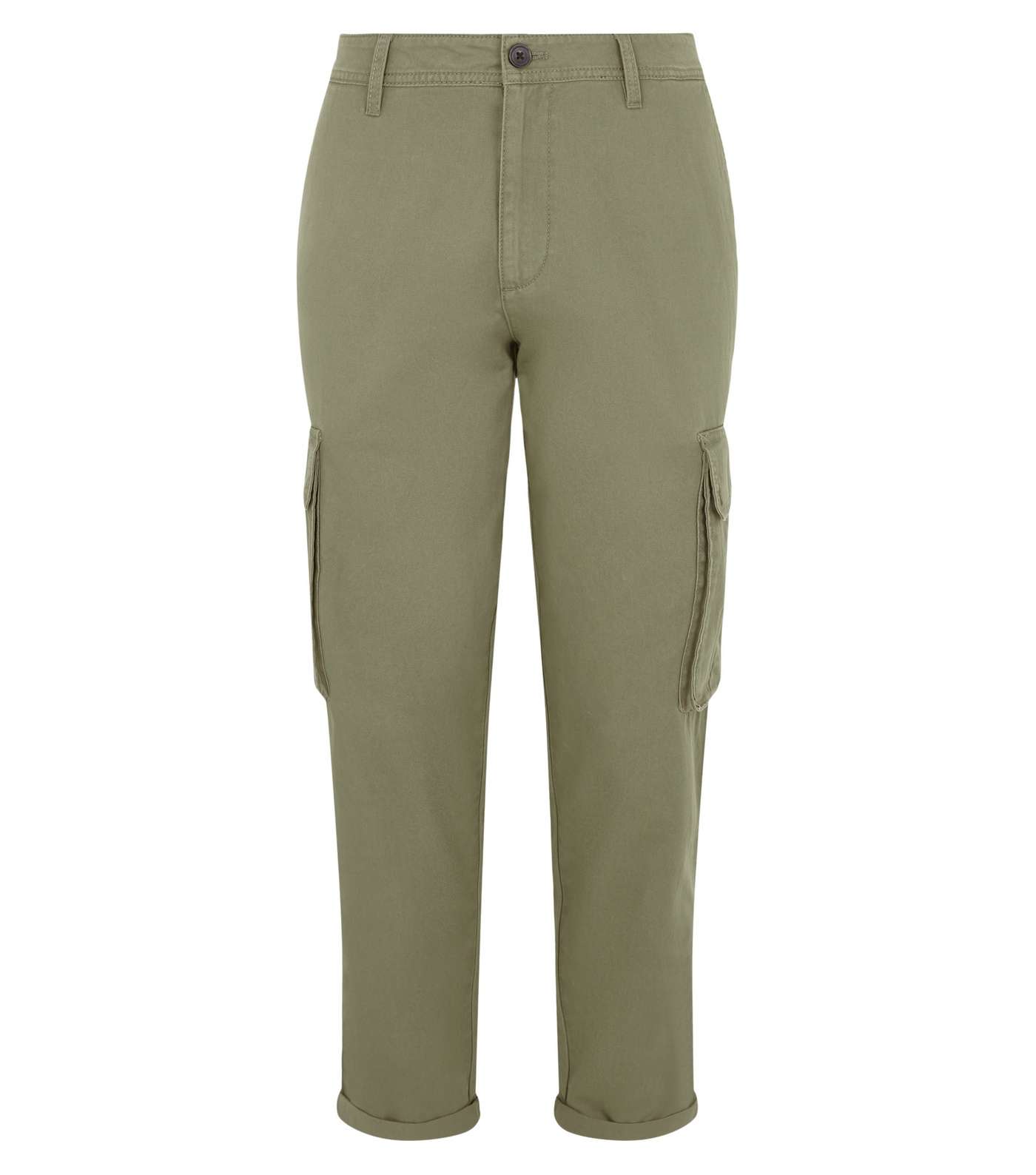 Khaki Cotton Cargo Trousers Image 4