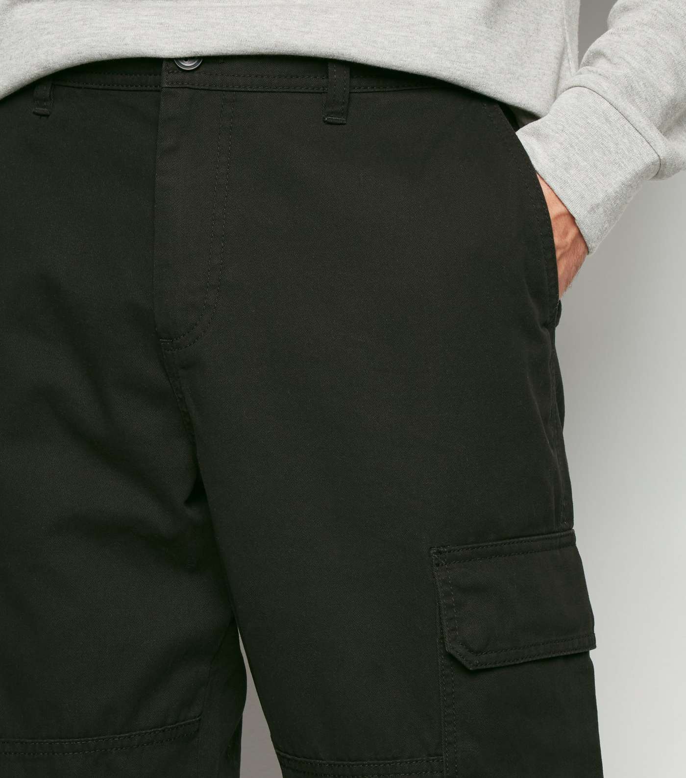 Black Cuffed Cargo Trousers Image 5