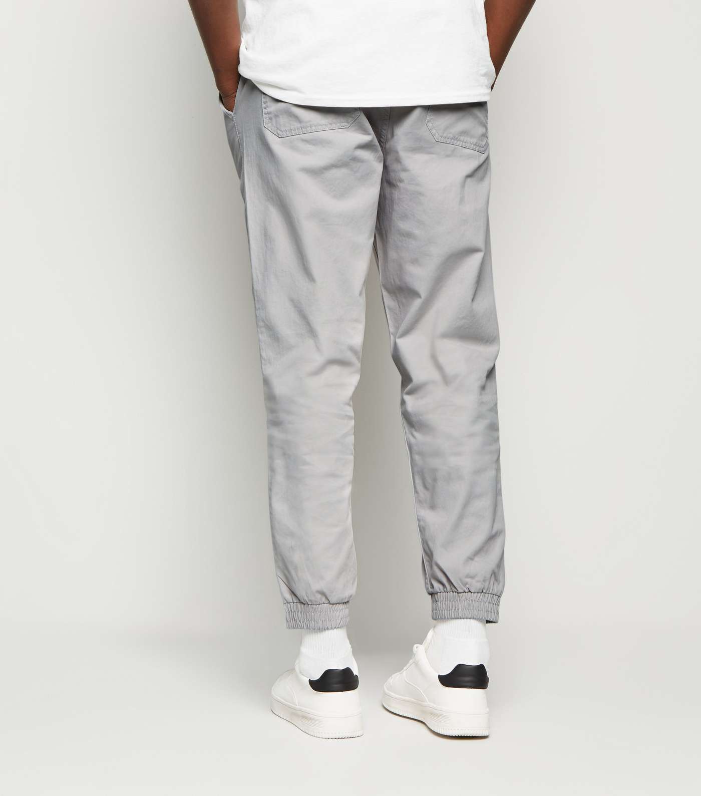 Pale Grey Cuffed Cargo Trousers Image 3