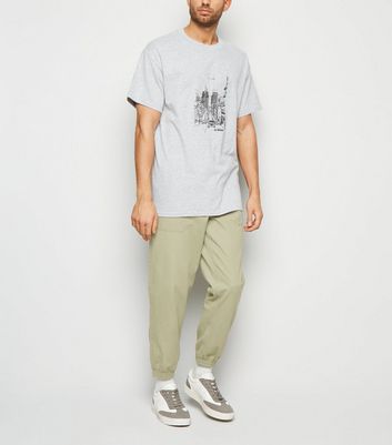 Image of Olive Cuffed Cargo Trousers New Look