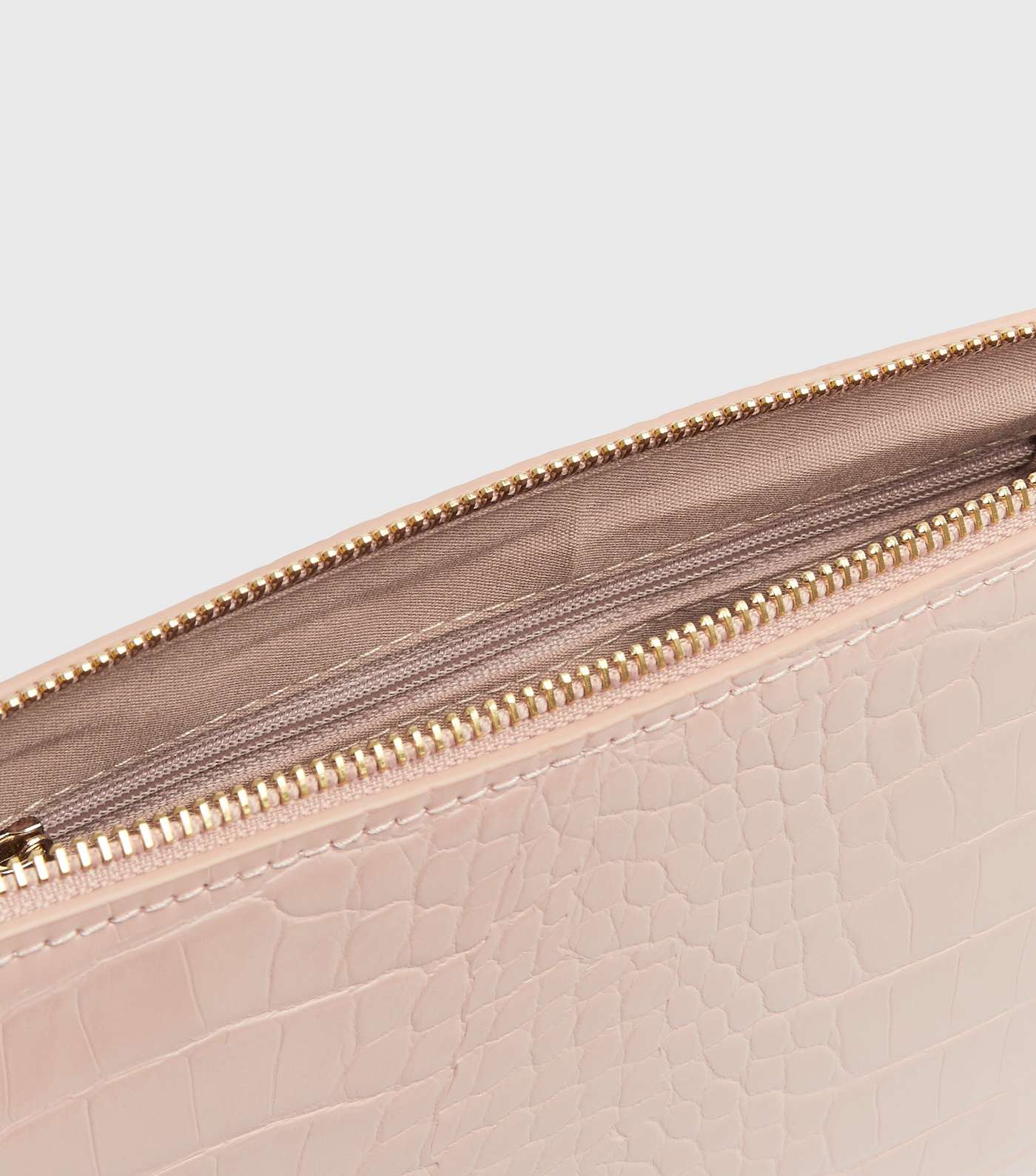 Pale Pink Faux Croc Shoulder Bag Image 5