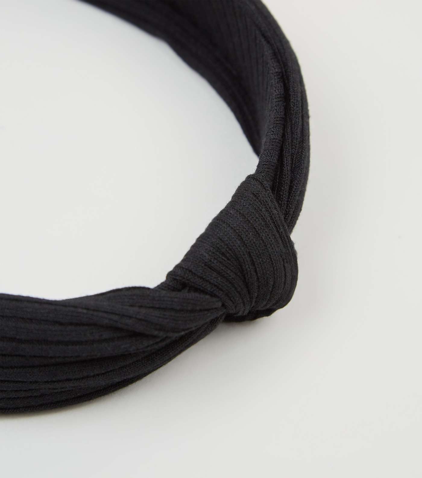 Black Jersey Ribbed Knot Headband Image 3