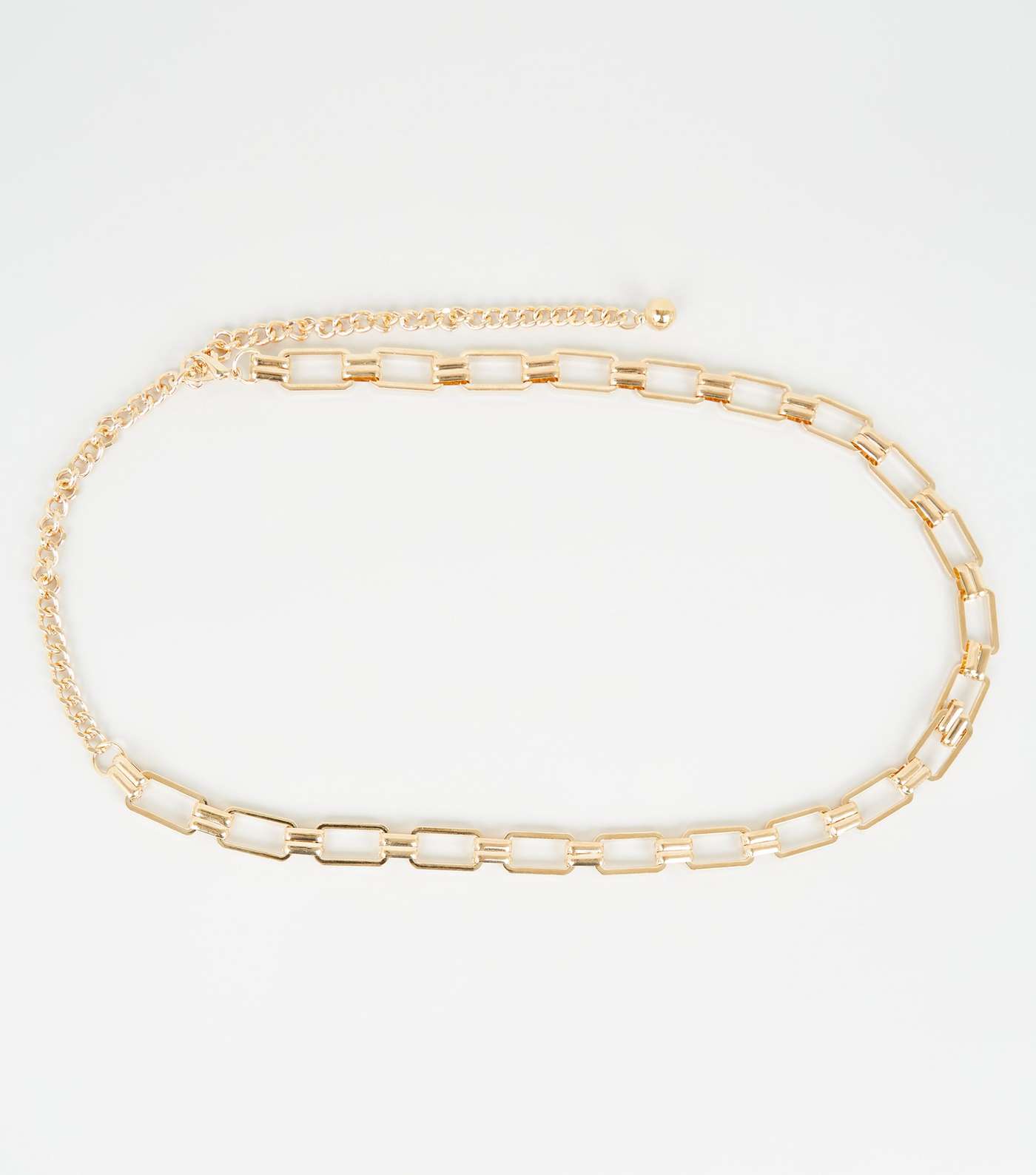 Gold Rectangle Linked Chain Belt 