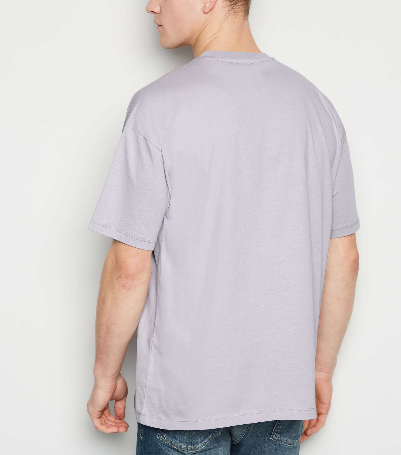 Lilac Embroidered Smile Oversized T-Shirt Image 3