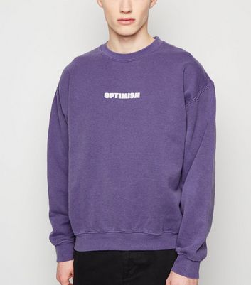 Lilac Overdyed Optimism Slogan Sweatshirt | New Look