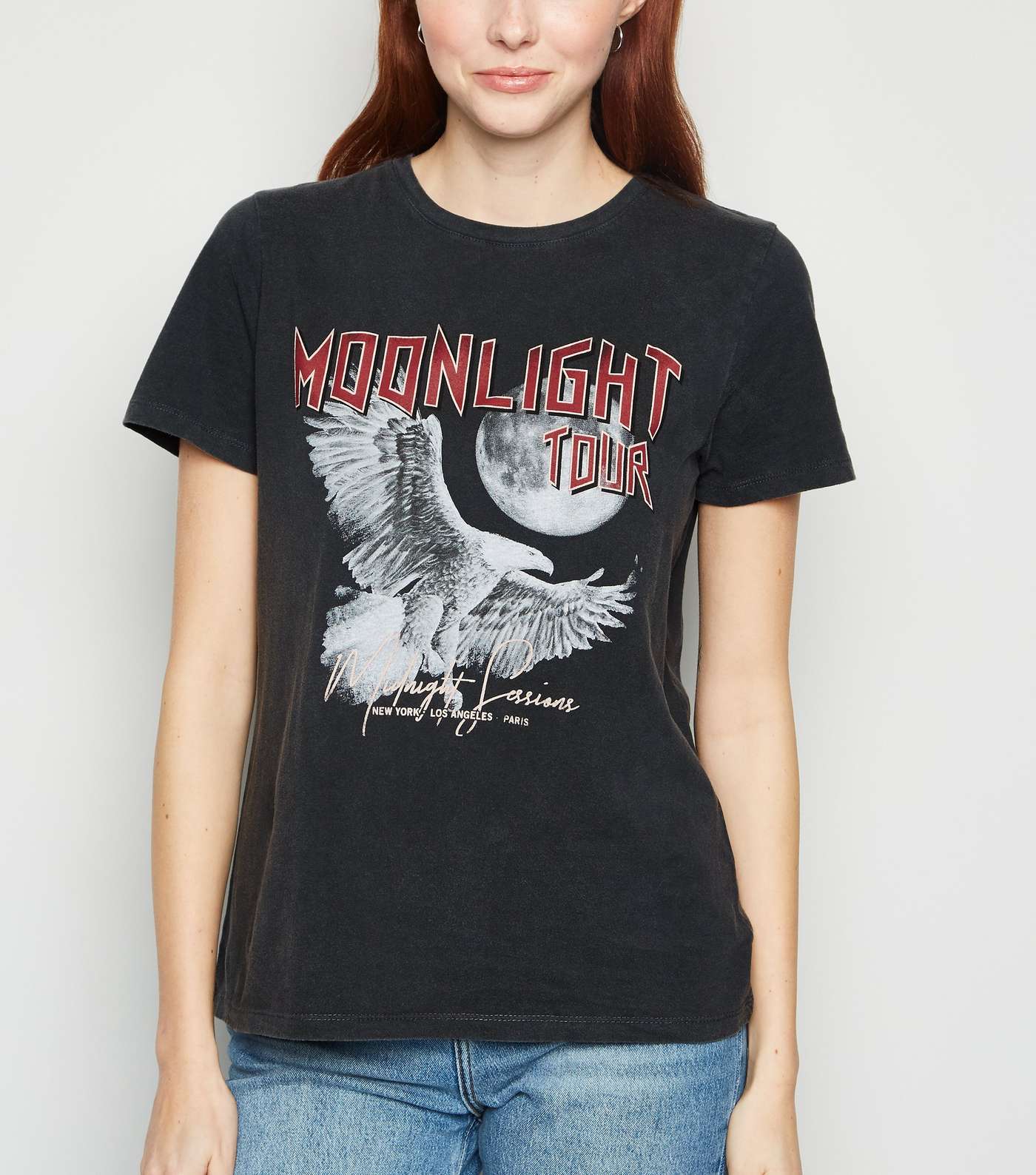 Dark Grey Moonlight Tour Slogan Rock T-Shirt