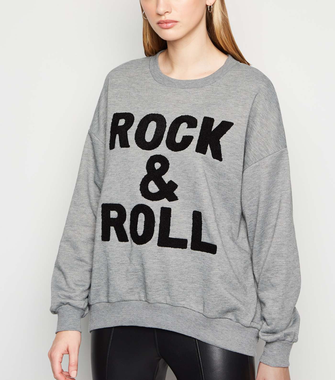 Cameo Rose Grey Rock & Roll Slogan Sweatshirt