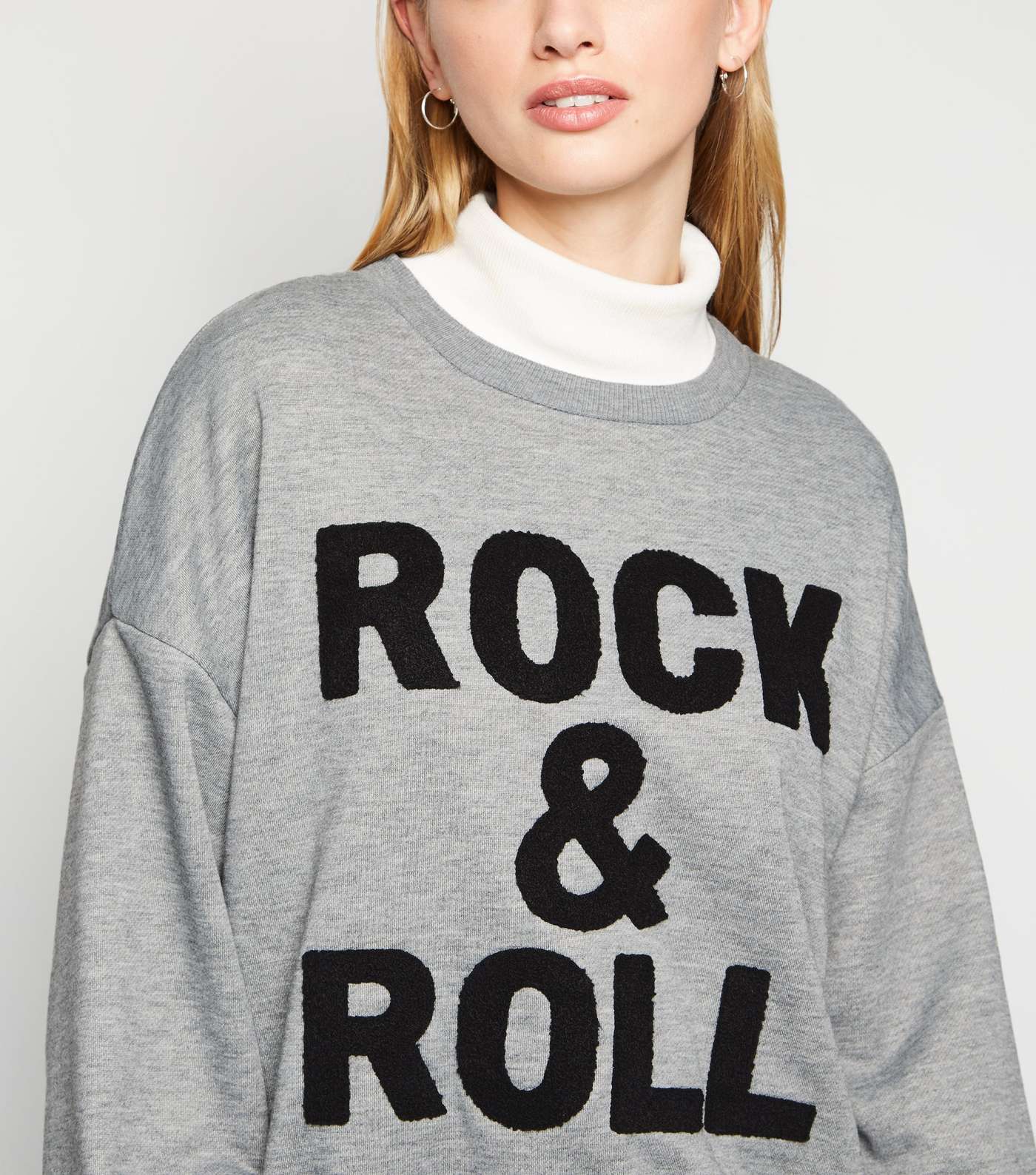 Cameo Rose Grey Rock & Roll Slogan Sweatshirt Image 5