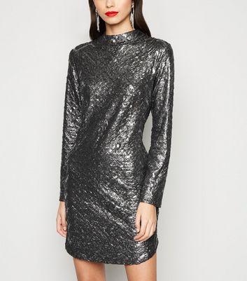 Image of Apricot Silver Chevron Bodycon Dress New Look