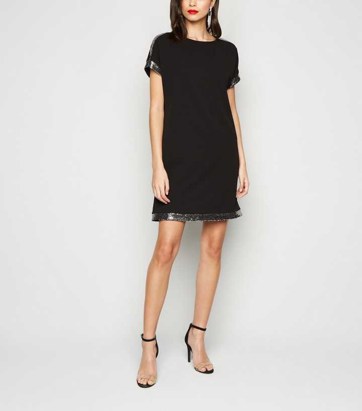Apricot – Schwarzes Kleid mit Pailletten | New Look | Sweatkleider