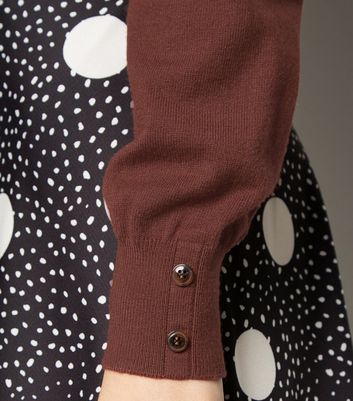 Image of Apricot Brown Button Cuff Roll Neck Jumper New Look
