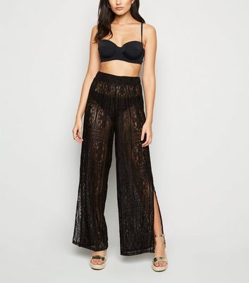 Pantalon en dentelle online noir