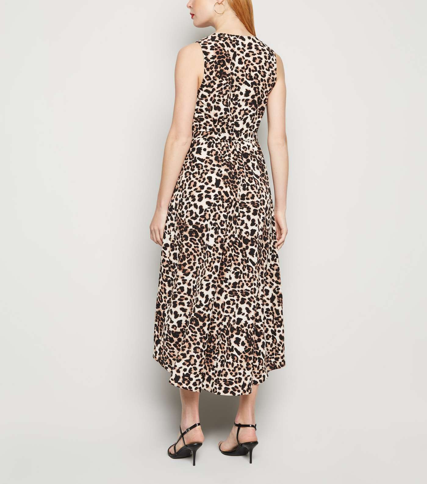 Brown Leopard Print Dip Hem Midi Dress Image 2