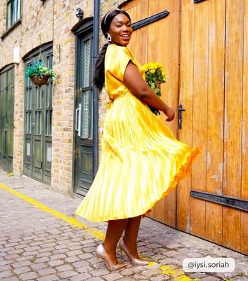 Mustard satin sale midi dress