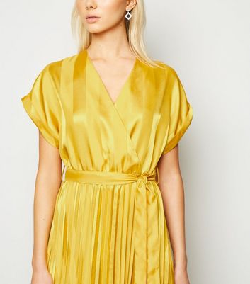 New look gold pleated dress best sale