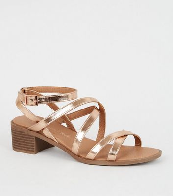 tan strappy low heels