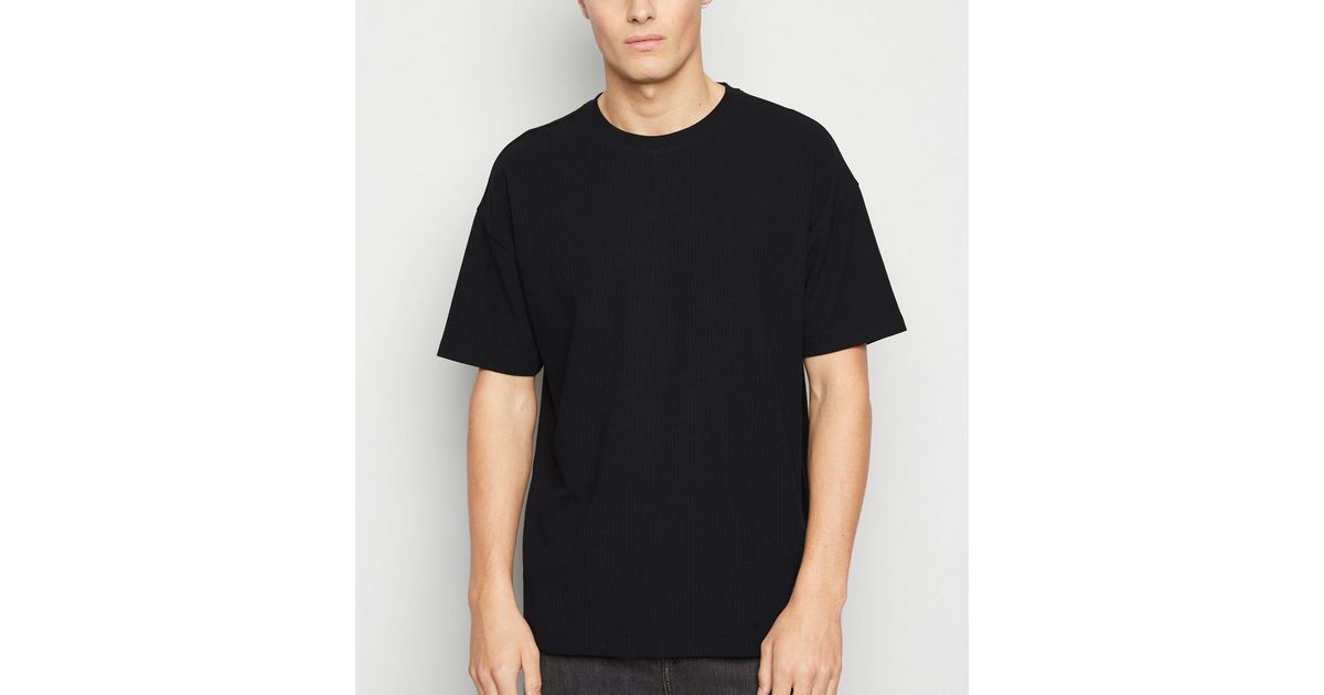 Download Black Textured Grid Oversized T Shirt New Look