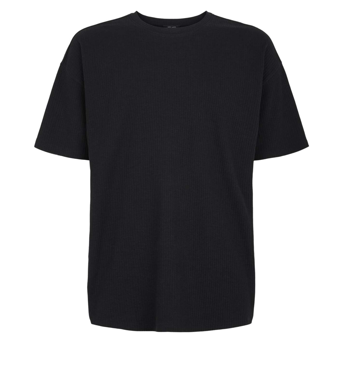 Black Textured Grid Oversized T-Shirt Image 4