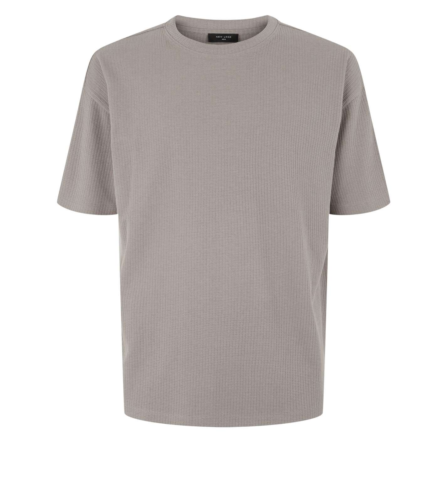 Pale Grey Textured Grid Oversized T-Shirt Image 4