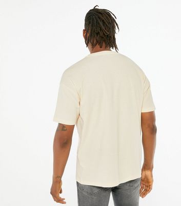 Cream Textured Grid Oversized T-Shirt 
