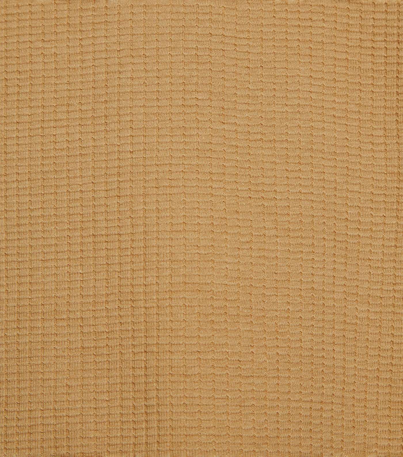 Tan Textured Grid Oversized T-Shirt Image 5