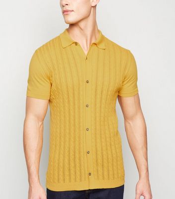 yellow polo button up