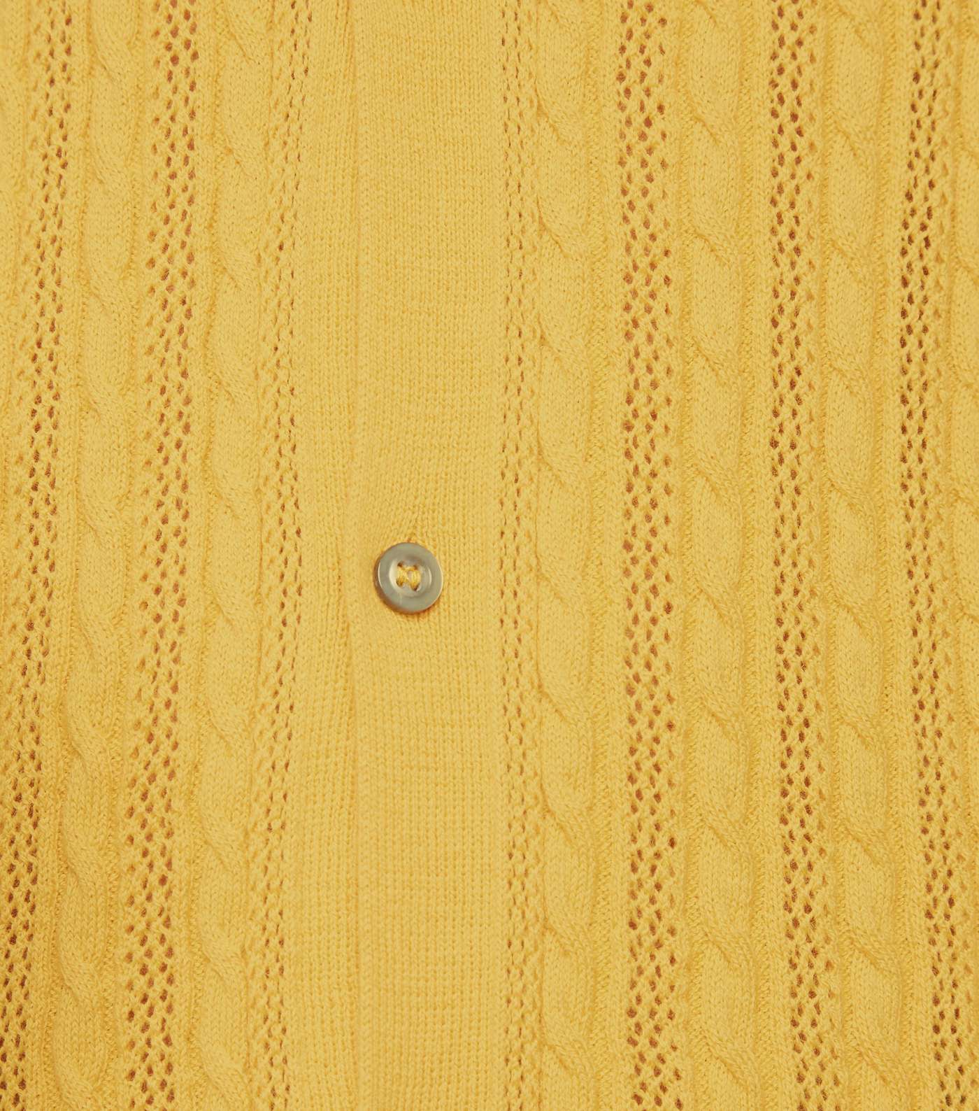 Yellow Cable Knit Button Up Polo Shirt Image 6