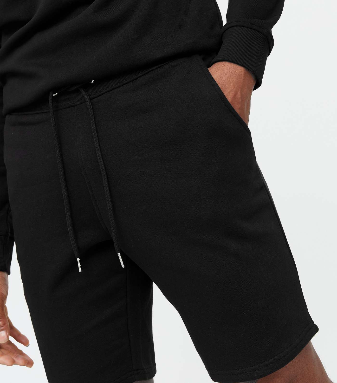 Black Plain Jersey Shorts Image 3