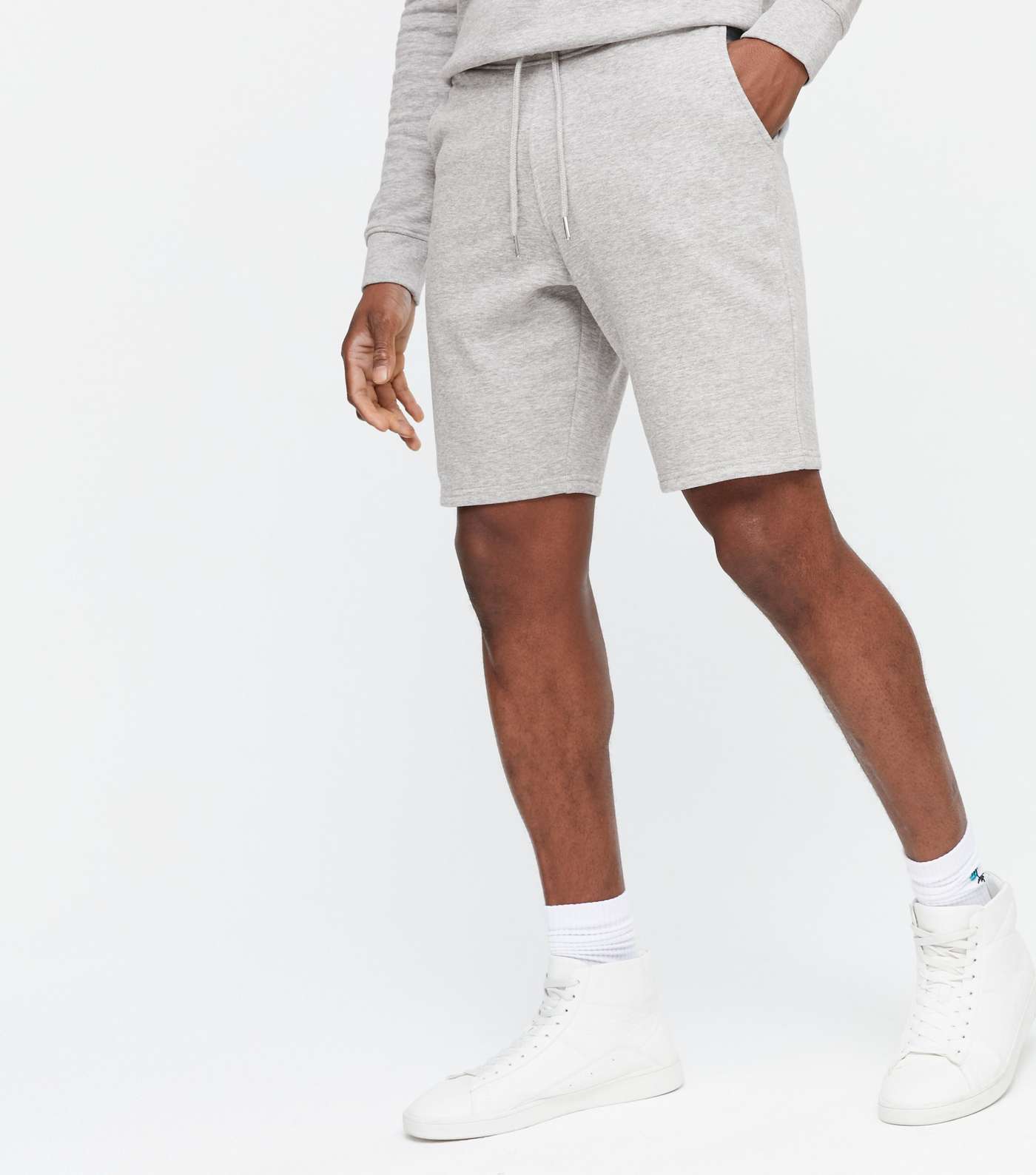 Grey Marl Jersey Shorts Image 2
