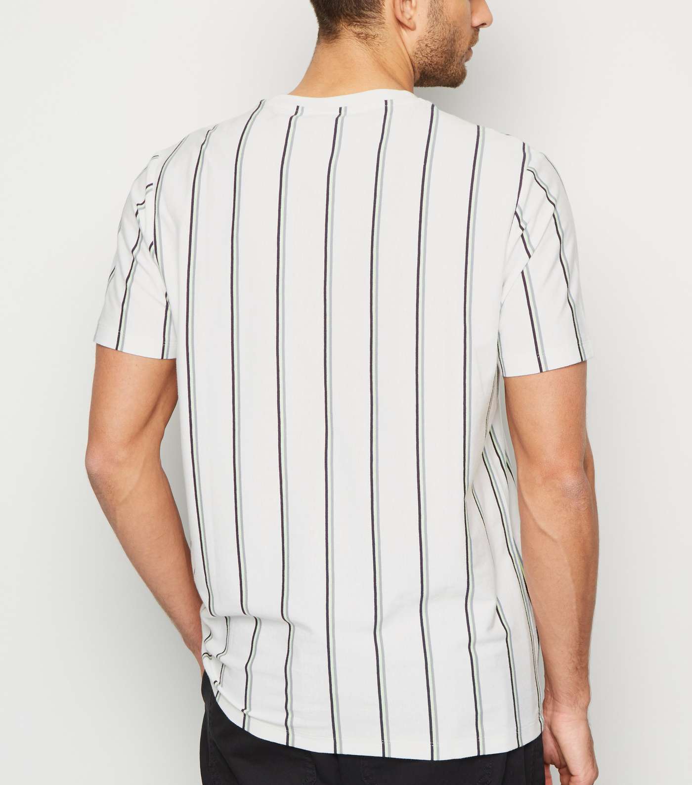 White Vertical Stripe Crew T-Shirt Image 3