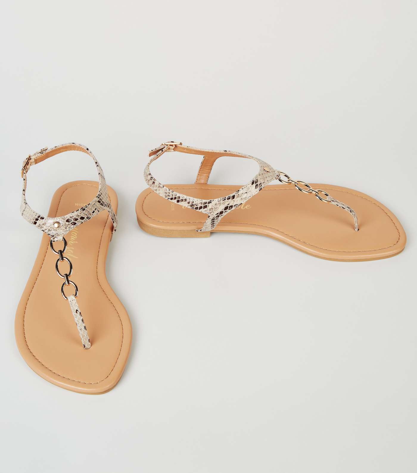 Wide Fit Stone Faux Snake 3 Ring Sandals Image 3