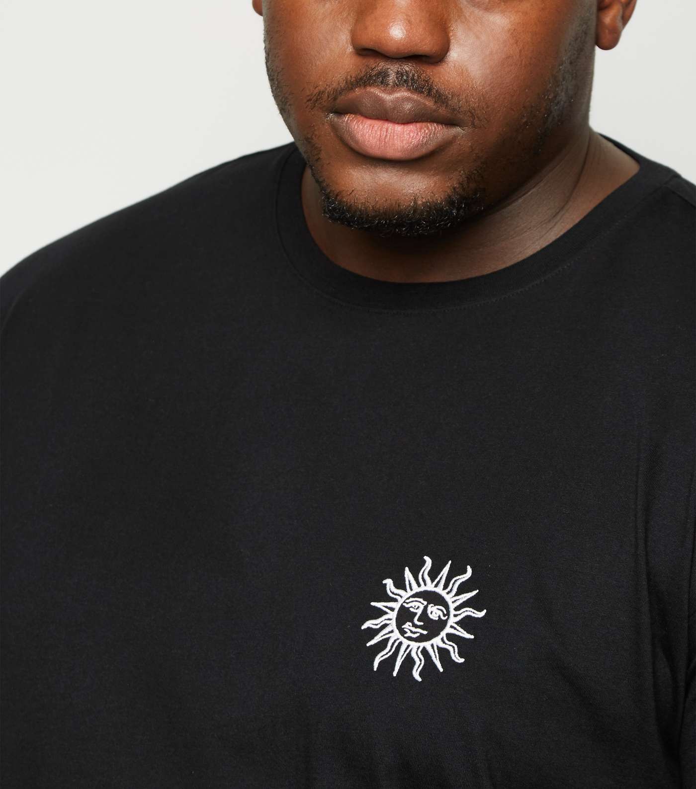 Plus Size Black Sun Embroidered T-Shirt Image 5